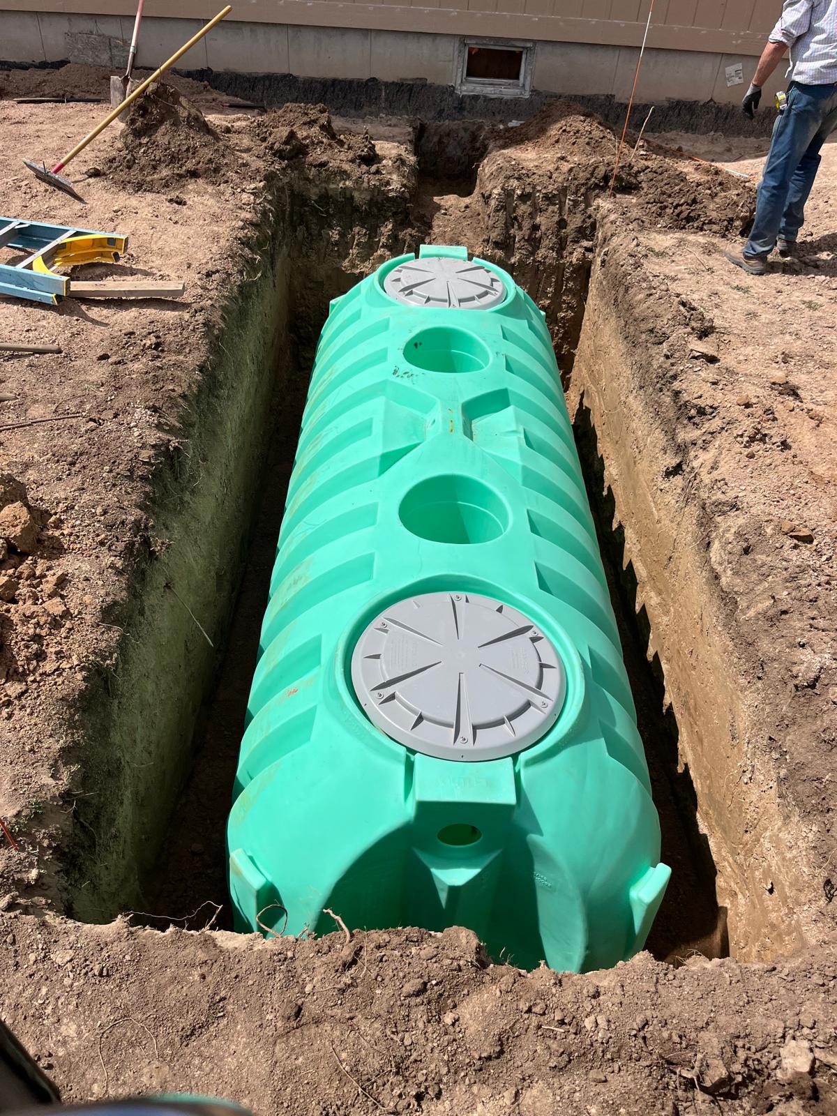Septic tank going into the ground in Clifton, ID.